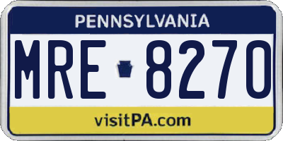 PA license plate MRE8270
