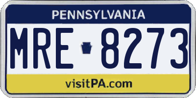 PA license plate MRE8273