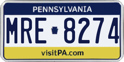 PA license plate MRE8274