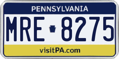 PA license plate MRE8275