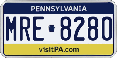 PA license plate MRE8280