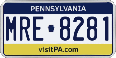 PA license plate MRE8281