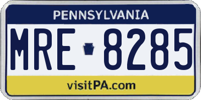 PA license plate MRE8285