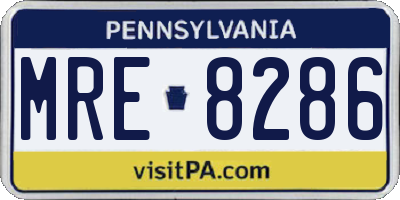 PA license plate MRE8286