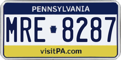 PA license plate MRE8287