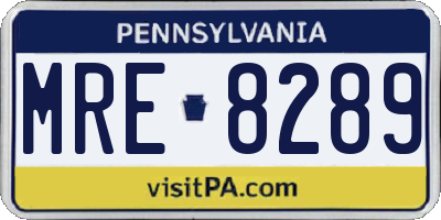 PA license plate MRE8289