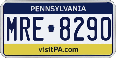 PA license plate MRE8290