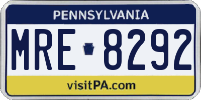 PA license plate MRE8292