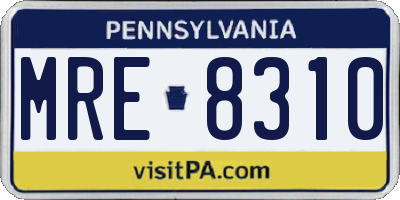 PA license plate MRE8310