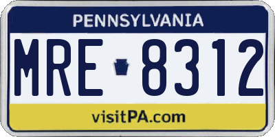 PA license plate MRE8312