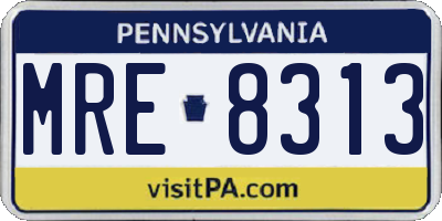 PA license plate MRE8313