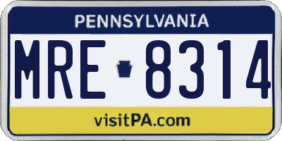 PA license plate MRE8314
