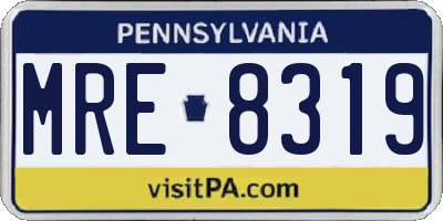 PA license plate MRE8319