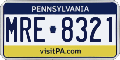 PA license plate MRE8321