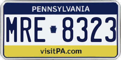 PA license plate MRE8323