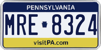 PA license plate MRE8324