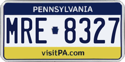 PA license plate MRE8327