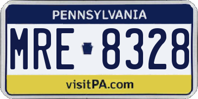 PA license plate MRE8328