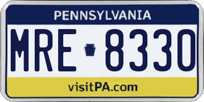 PA license plate MRE8330