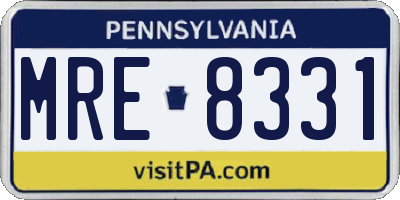 PA license plate MRE8331