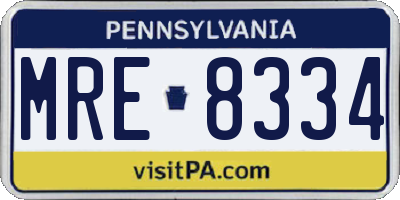 PA license plate MRE8334