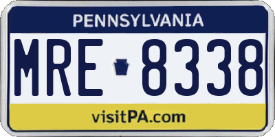 PA license plate MRE8338