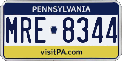 PA license plate MRE8344