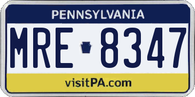 PA license plate MRE8347
