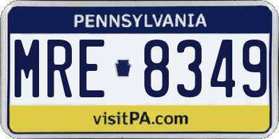 PA license plate MRE8349
