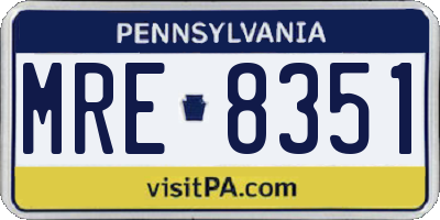 PA license plate MRE8351