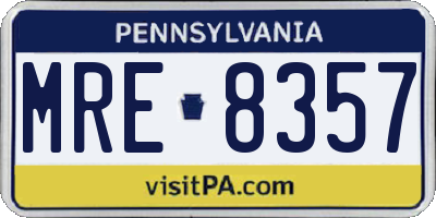 PA license plate MRE8357