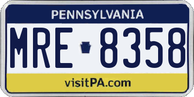 PA license plate MRE8358