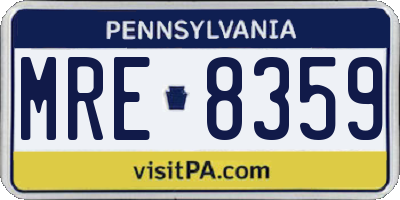 PA license plate MRE8359