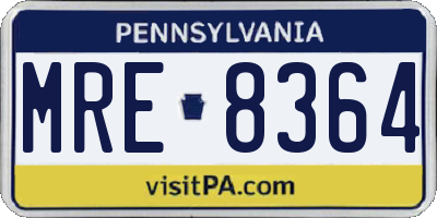 PA license plate MRE8364
