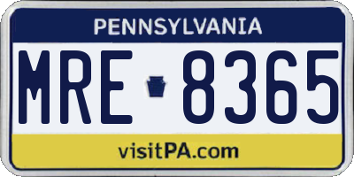 PA license plate MRE8365