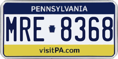 PA license plate MRE8368