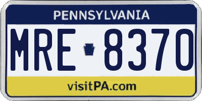PA license plate MRE8370