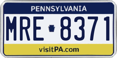 PA license plate MRE8371