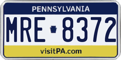 PA license plate MRE8372