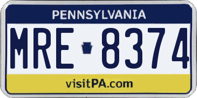 PA license plate MRE8374