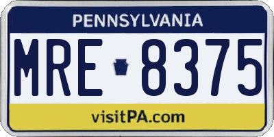 PA license plate MRE8375