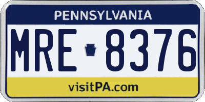 PA license plate MRE8376