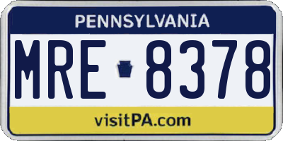 PA license plate MRE8378