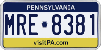 PA license plate MRE8381