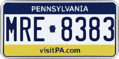 PA license plate MRE8383