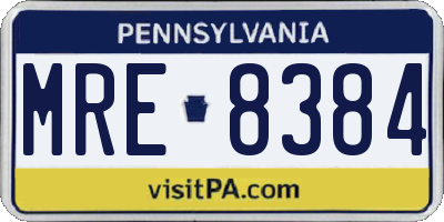 PA license plate MRE8384