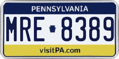 PA license plate MRE8389