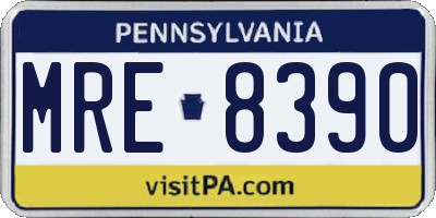 PA license plate MRE8390