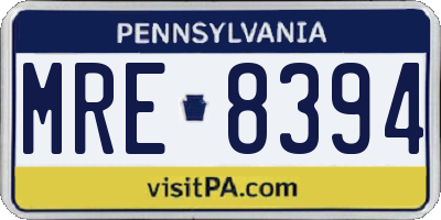 PA license plate MRE8394