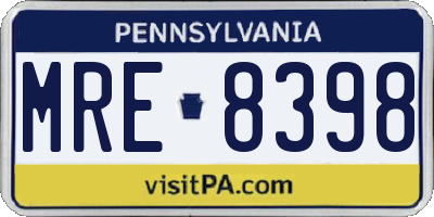PA license plate MRE8398
